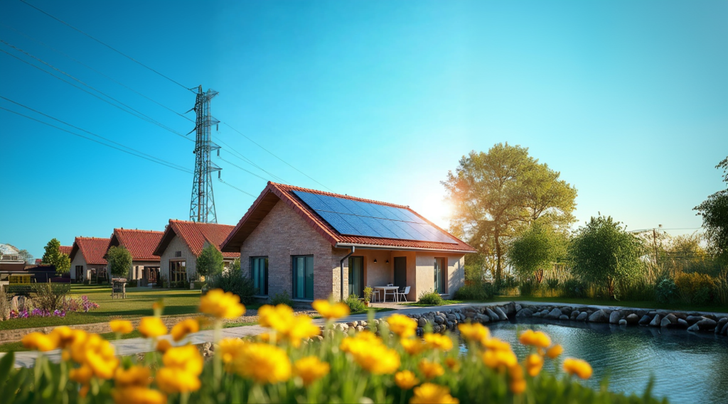 Rural home with a full roof of solar panels