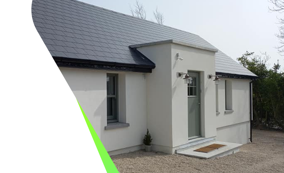 Contemporary home with roof-mounted solar panels
